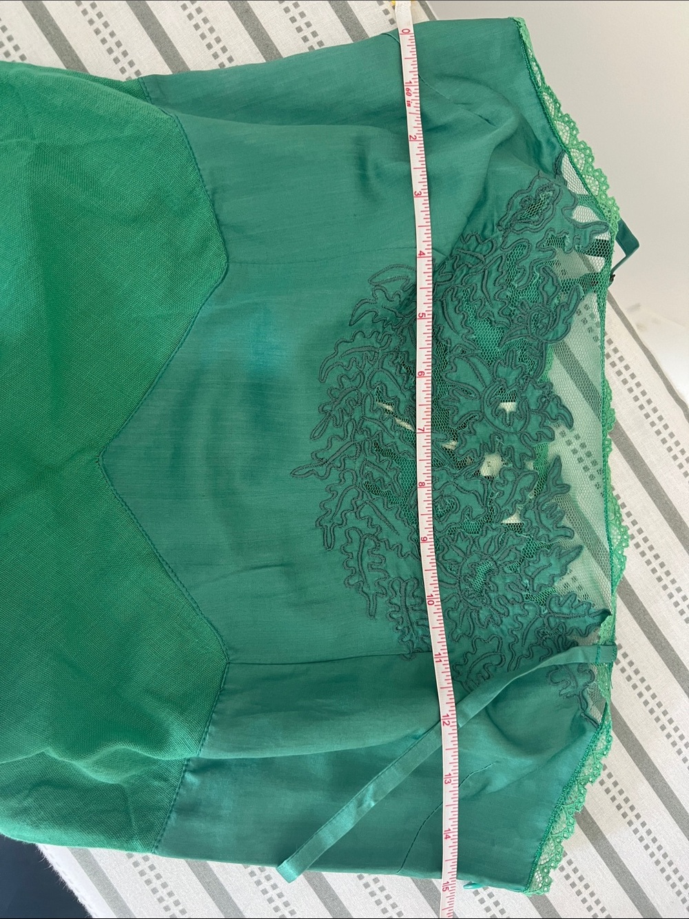 Chasing Unicorns Emerald Green Slip Dress with Lace Embroidery - Picture 3 of 4